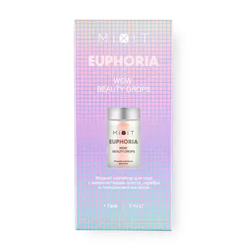 MIXIT Жидкий хайлайтер для лица с микрочастицами золота, серебра и гиалуроновой кислотой Euphoria LIQUID HIGHLIGHTER WITH MICROPARTICLES OF GOLD AND SILVER