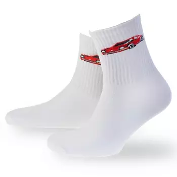 MONCHINI Носки мужские белые "Машина"