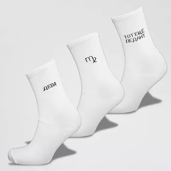 MONCHINI Носки мужские белые в рубчик, дева, 3 пары