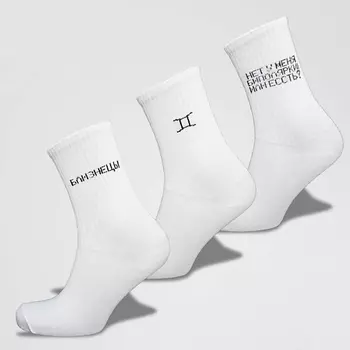 MONCHINI Носки женские белые в рубчик, близнецы, 3 пары