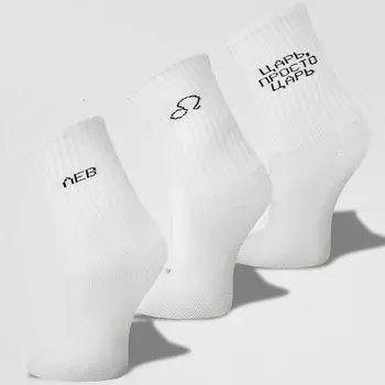 MONCHINI Носки женские белые в рубчик, лев, 3 пары