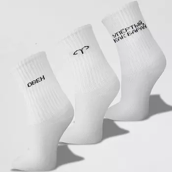 MONCHINI Носки женские белые в рубчик, овен