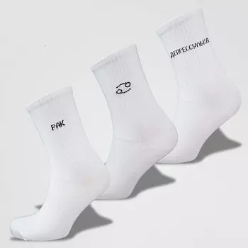 MONCHINI Носки женские белые в рубчик, рак