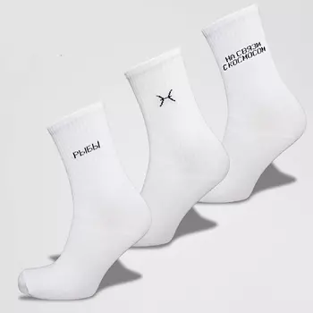 MONCHINI Носки женские белые в рубчик, рыбы