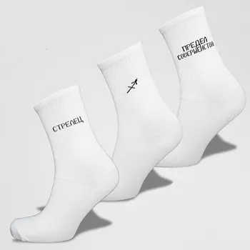 MONCHINI Носки женские белые в рубчик, стрелец