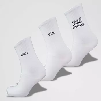 MONCHINI Носки женские белые в рубчик, весы, 3 пары