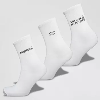 MONCHINI Носки женские белые в рубчик, водолей