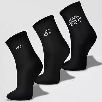 MONCHINI Носки женские черные в рубчик, лев