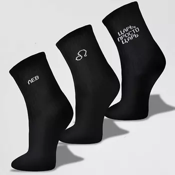 MONCHINI Носки женские черные в рубчик, лев