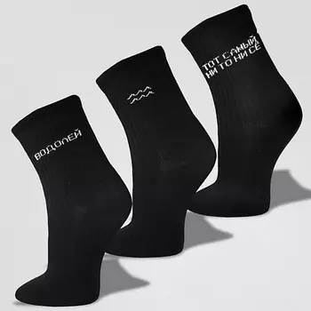 MONCHINI Носки женские черные в рубчик, водолей, 3 пары