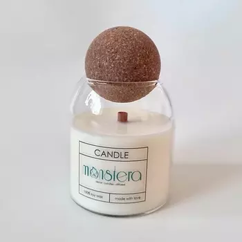 MONSTERA DECOR CANDLES DIFFUSERS Ароматическая свеча из соевого воска, аромат Морозный можжевельник