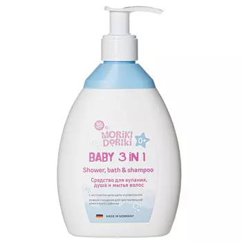 MORIKI DORIKI Мягкое средство 3-в-1 для купания и мытья волос для малышей 0+