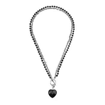 MORZA Колье комбинированное из агата в ювелирной огранке подвеска сердце