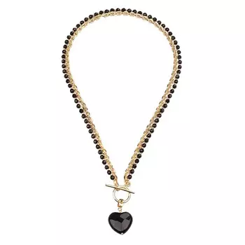 MORZA Колье комбинированное из агата в ювелирной огранке подвеска сердце