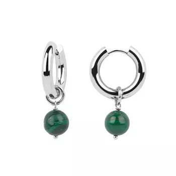 MORZA Серьги-конго женские натуральный малахит со съемными подвесками