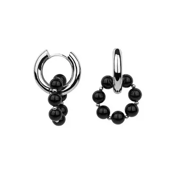 MORZA Серьги с натуральным черным агатом