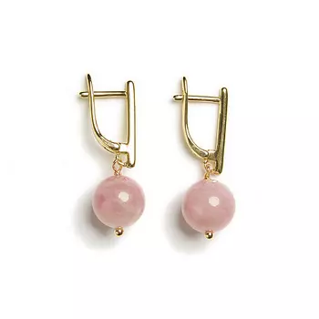 MORZA Серьги с розовым кварцем бижутерия