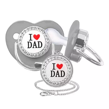 MUM&BABY Набор Соска - пустышка ортодонтическая с держателем и с колпачком I LOVE DAD