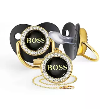 MUM&BABY Набор: Соска - пустышка ортодонтическая, с держателем BOSS