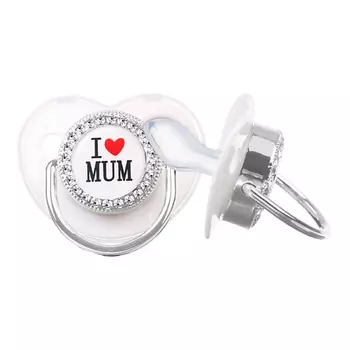 MUM&BABY Соска - пустышка ортодонтическая, I LOVE MUM, с колпачком