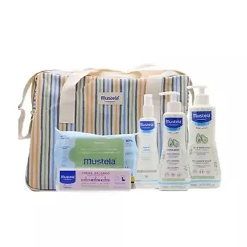 MUSTELA Набор для купания и ухода за кожей малыша Little Moments Striped Walking Bag