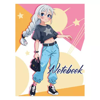 MYART Блокнот My big notebook Девочка с косой, в клетку, мягкая обложка