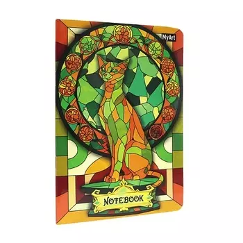MYART Блокнот в клетку Витражи "Кошка", формат А5, 40 листов