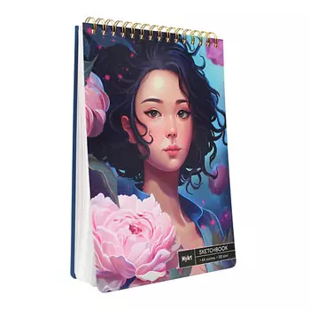 MYART Скетчбук А4 на гребне Девушка в пионах