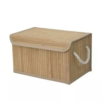 NATURAL HOUSE Корзина стеллажная с ручками и крышкой "Бамбук" Shan-24M