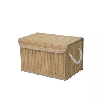 NATURAL HOUSE Корзина стеллажная с ручками и крышкой "Бамбук" Shan-24XS