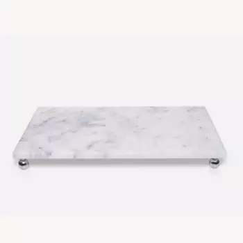 НАТУРКАМЕНЬ Поднос мраморный белый на ножках хром