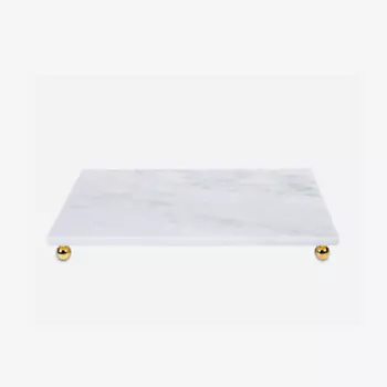 НАТУРКАМЕНЬ Поднос мраморный белый на ножках золото