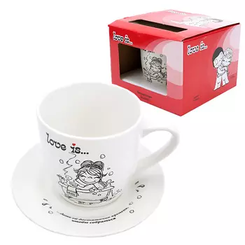 ND PLAY Кружка с блюдцем Love is, 2 предмета, фарфор