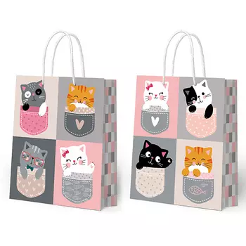 ND PLAY Пакет подарочный Кошки в кармашках, 315*380*155 мм