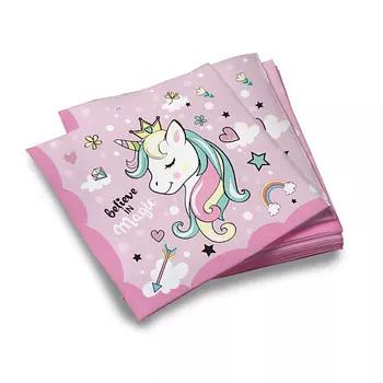 ND PLAY Салфетки бумажные трехслойные Единорог 33х33 см
