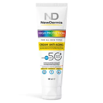 NEWDERMIS Омолаживающий солнцезащитный крем SPF 50+ PPD24 HIGH PROTECTION ANTI-AGING CREAM 100.0