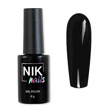 NIK NAILS Гель-лак для ногтей черный глянцевый black