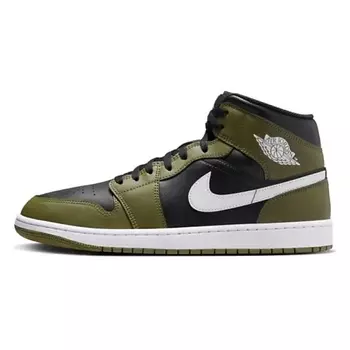 NIKE Кроссовки 1 Mid Black White Olive