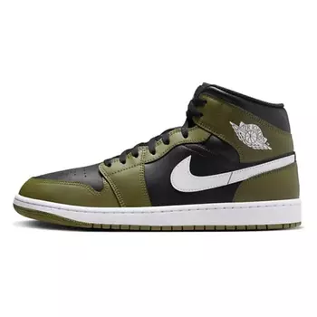NIKE Кроссовки 1 Mid Black White Olive