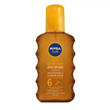 NIVEA Масло-спрей для загара Nivea Sun с каротином "Золотистый и стойкий загар" SPF 6, водостойкий
