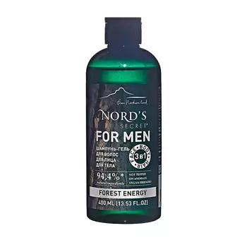 NORD'S SECRET Мужской гель для душа и шампунь для волос 3 в 1 "Энергия леса"