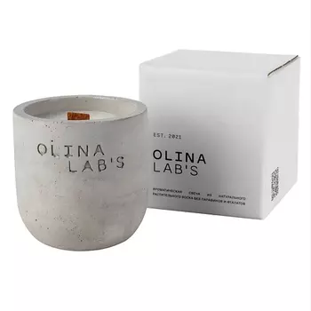 OLINALAB'S Свеча в бетонном стакане Yoga time без аромата 200