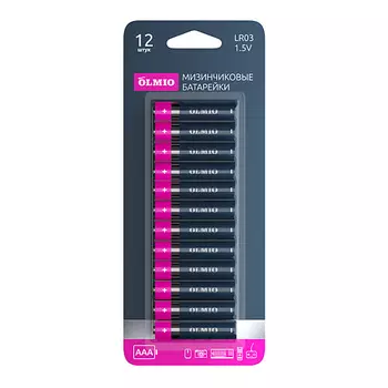 OLMIO Батарейки AAA/LR03 12 щелочные 1.0