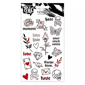 P.INK Наклейки-тату переводные Готика красно-черная