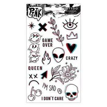 P.INK Наклейки-тату переводные Милые глитч рисунки
