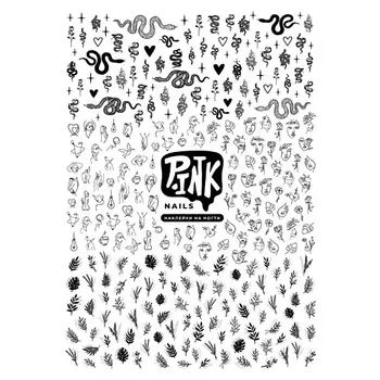 P.INK Слайдеры для ногтей Змеи, лица, травы