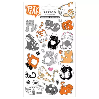 P.INK Светящиеся наклейки-тату переводные 110*200 Милые котики