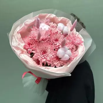 PARTY DAY Хризантема с хлопком и лагурусом