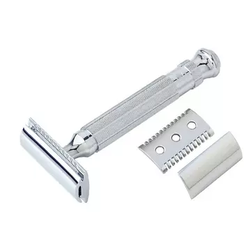 PEARL SHAVING Т образный станок с открытым и закрытым гребнем L-55 Chrome (Open Comb+Close Comb) 1.0