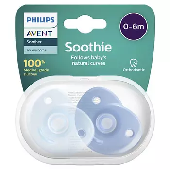 PHILIPS Пустышка силиконовая Soothie, 0-6 месяцев